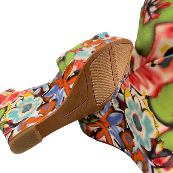 Nine West Letitgo floral STRAPPY Wedge Sandals - Picture 9 of 12